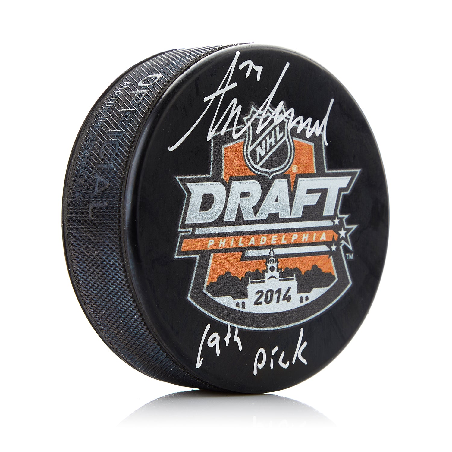  Tony DeAngelo Signed 2014 NHL Entry Draft Puck with 19th Pick Note 