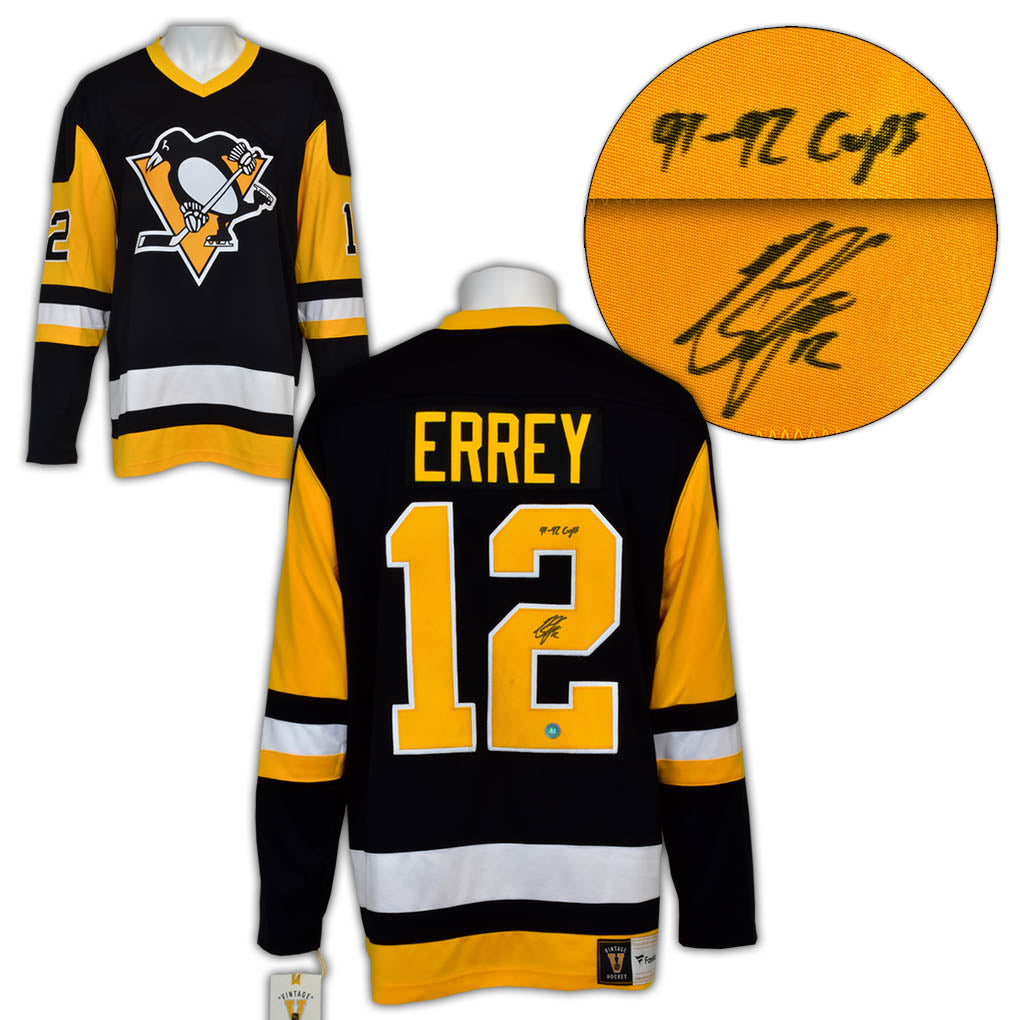  Bob Errey Pittsburgh Penguins Signed Retro Fanatics Jersey 