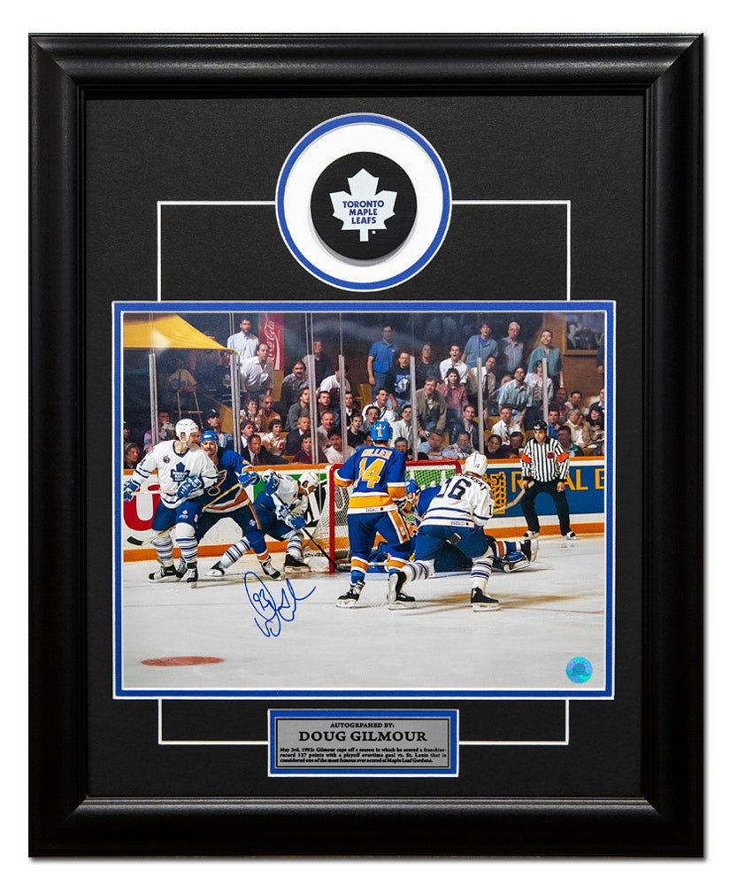  Doug Gilmour Toronto Maple Leafs Autographed Wrap Around 20x24 Puck Frame 