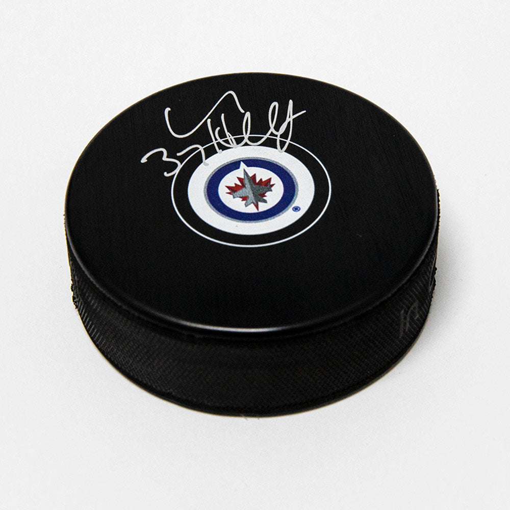  Connor Hellebuyck Autographed Winnipeg Jets Hockey Puck 