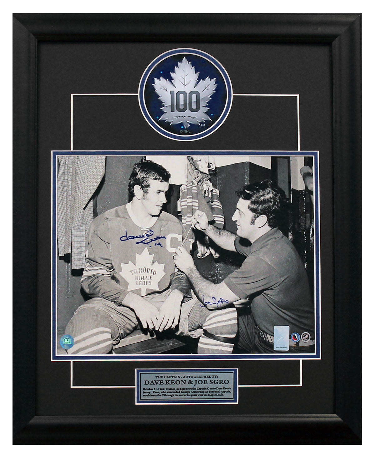  Dave Keon & Joe Sgro Toronto Maple Leafs Autographed New Captain 20x24 Frame 