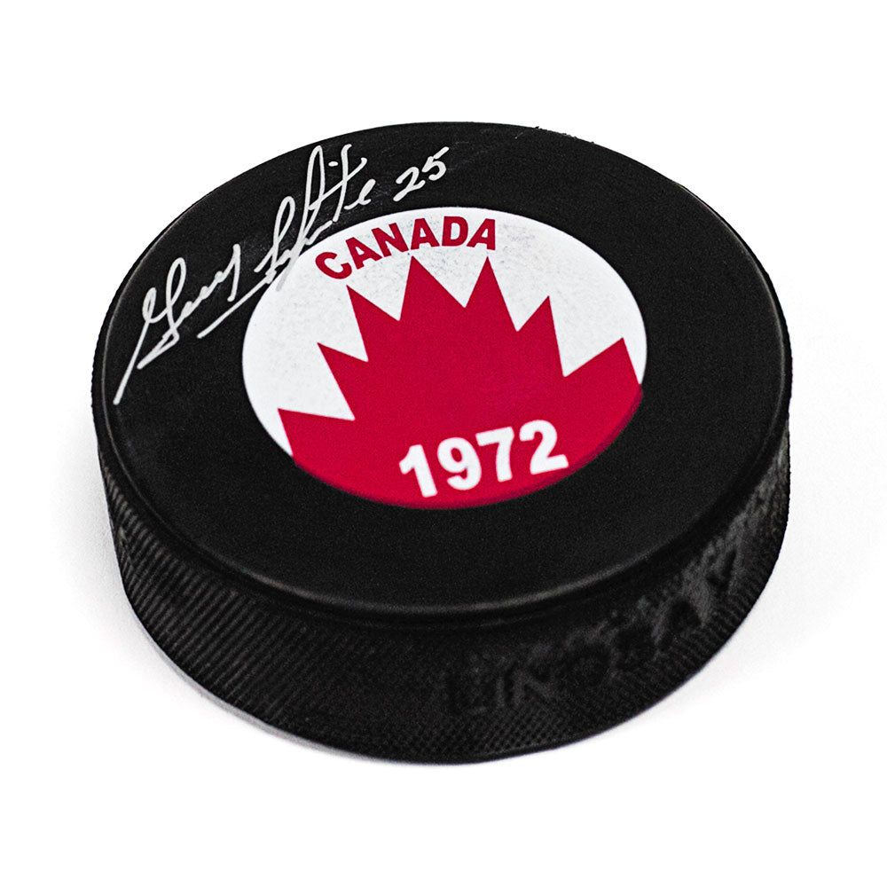  Guy Lapointe Autographed 1972 Team Canada Hockey Puck 