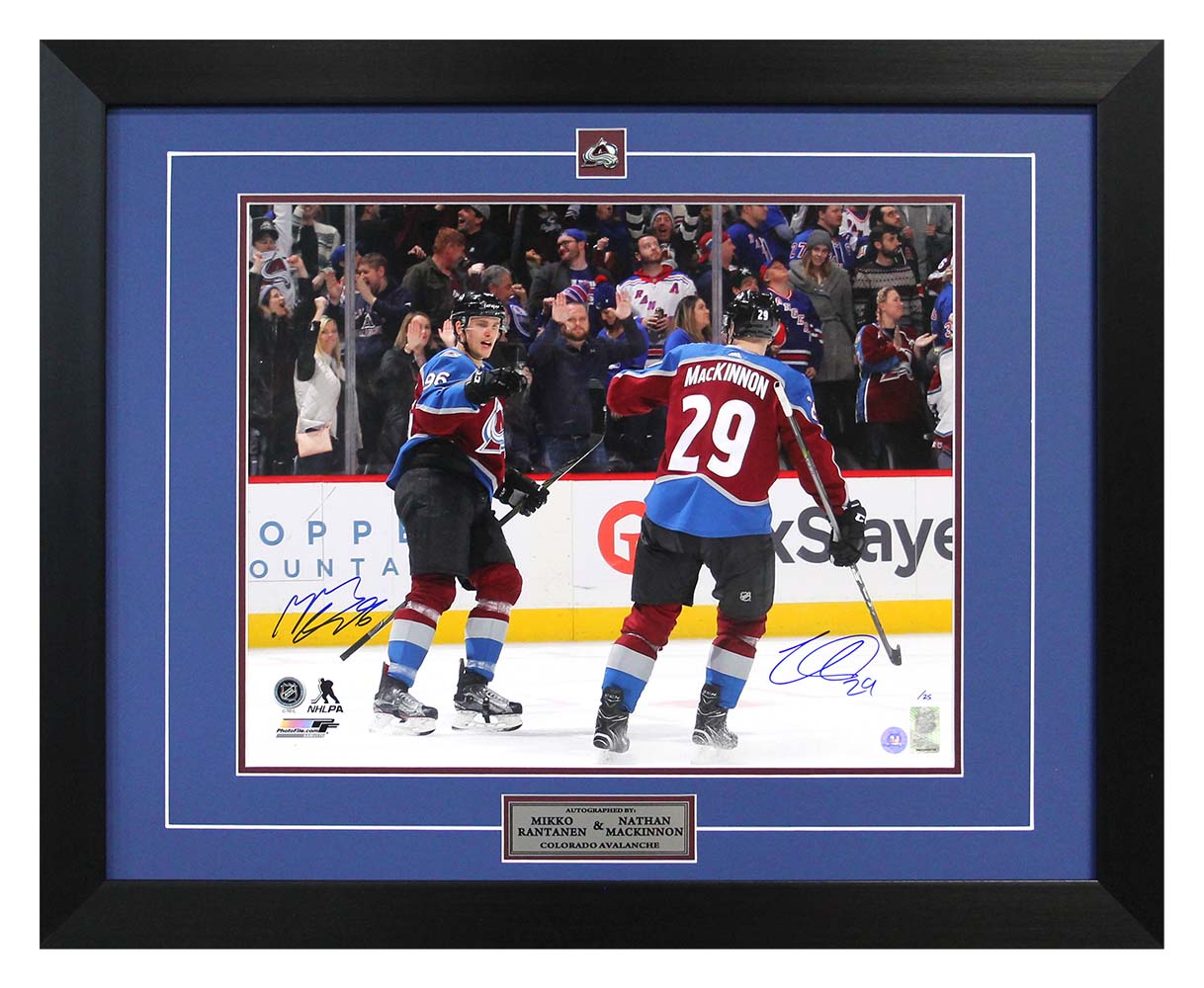  Nathan MacKinnon & Mikko Rantanen Dual Signed Colorado Avalanche 26x32 Frame 