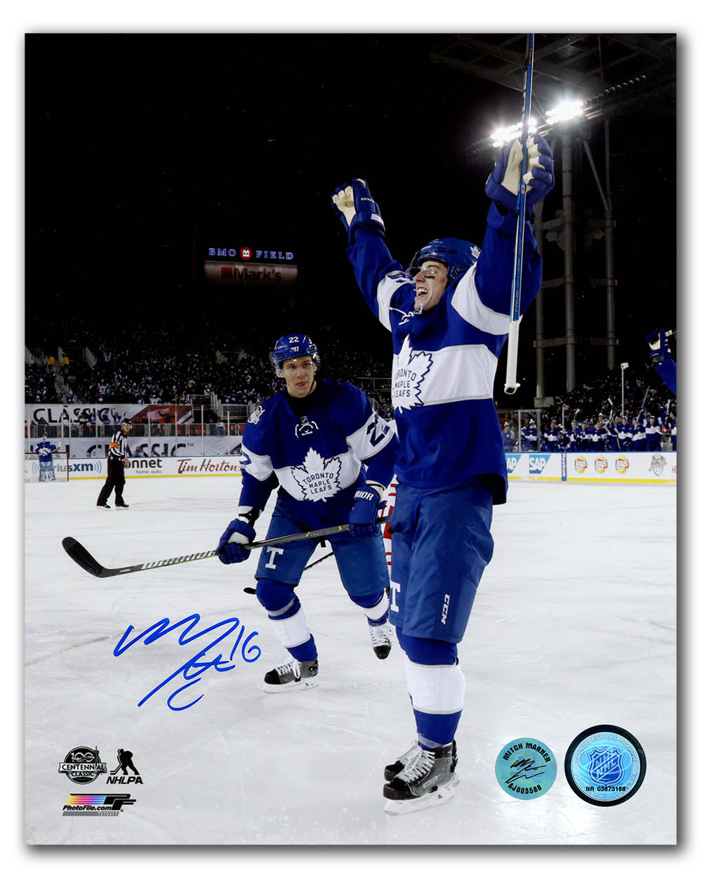  Mitch Marner Toronto Maple Leafs Signed 2017 Centennial Classic 8x10 Photo 