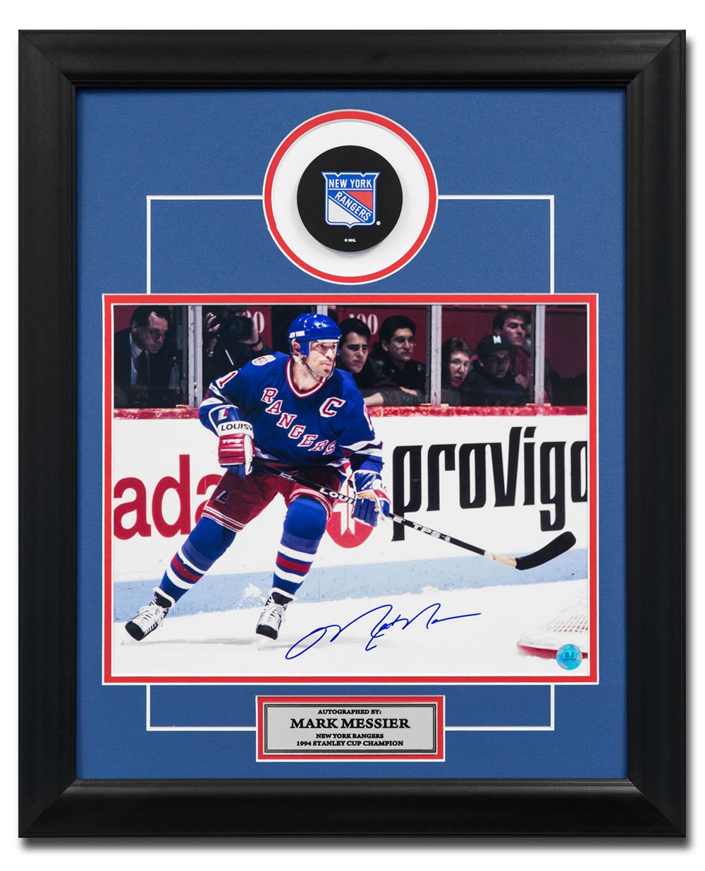  Mark Messier New York Rangers Autographed Hockey Captain 20x24 Puck Frame 