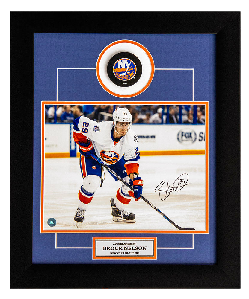  Brock Nelson New York Islanders Autographed Hockey 20x24 Puck Frame 