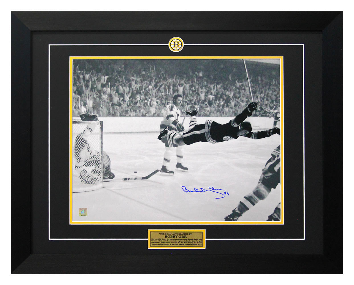  Bobby Orr Boston Bruins Autographed Stanley Cup Flying Goal 26x32 Frame 