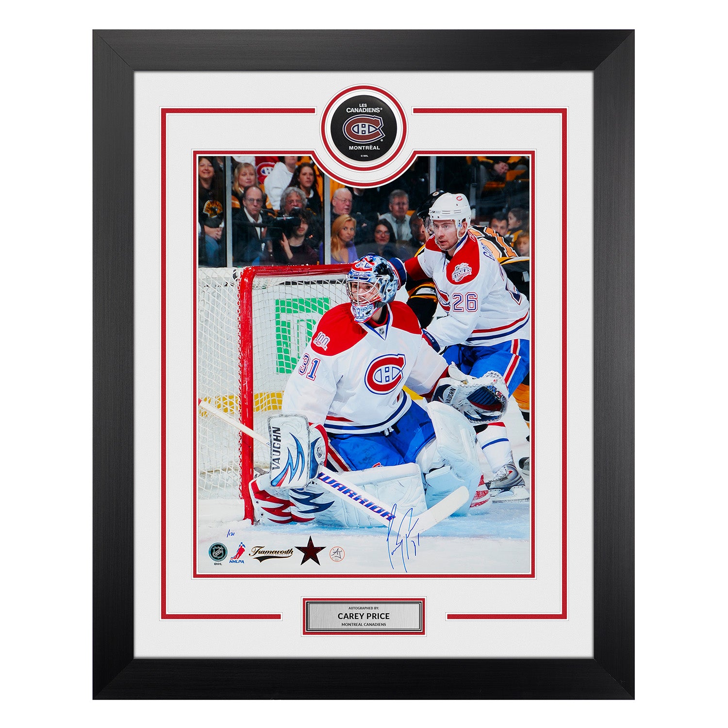  Carey Price Signed Montreal Canadiens Puck Logo 26x32 Frame 