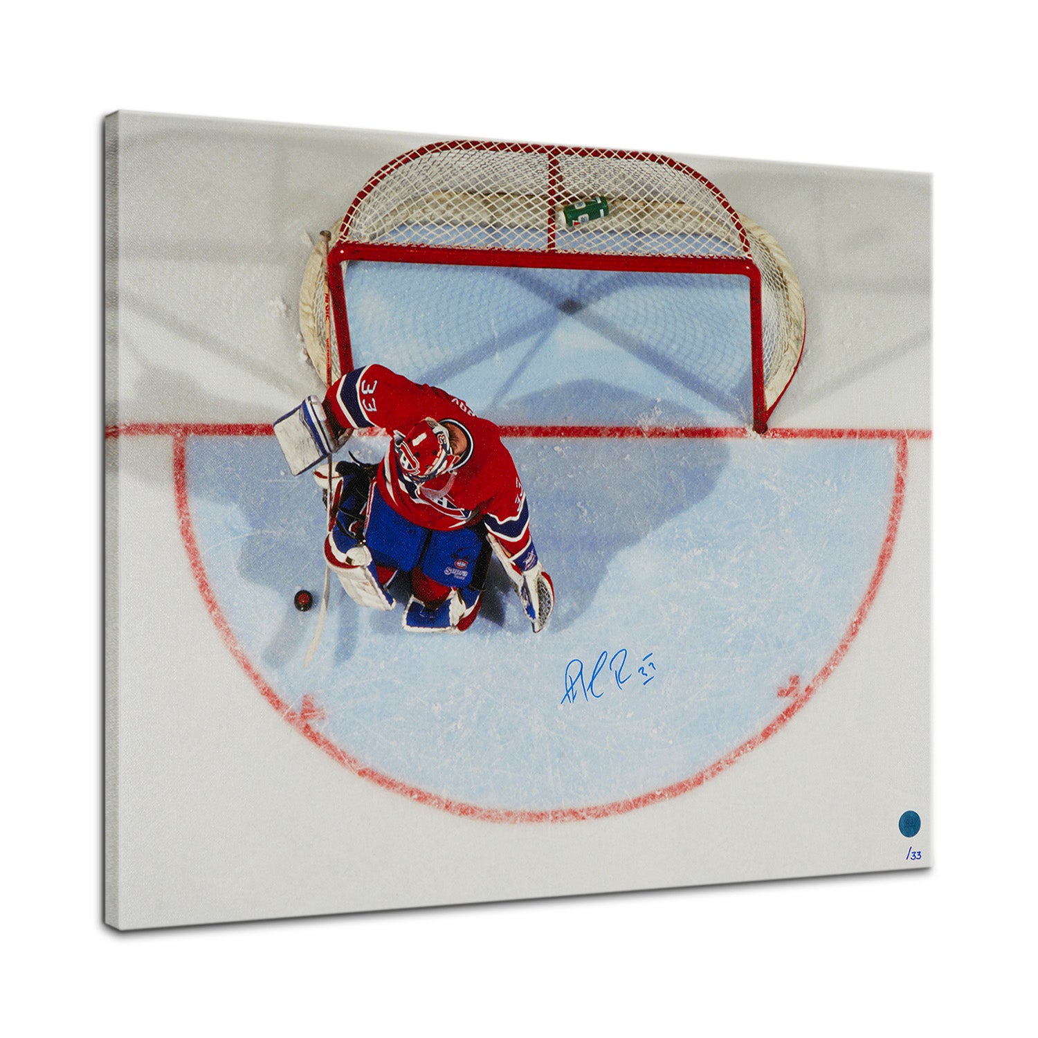  Patrick Roy Autographed Montreal Canadiens Overhead 20x24 Art Canvas #/33 