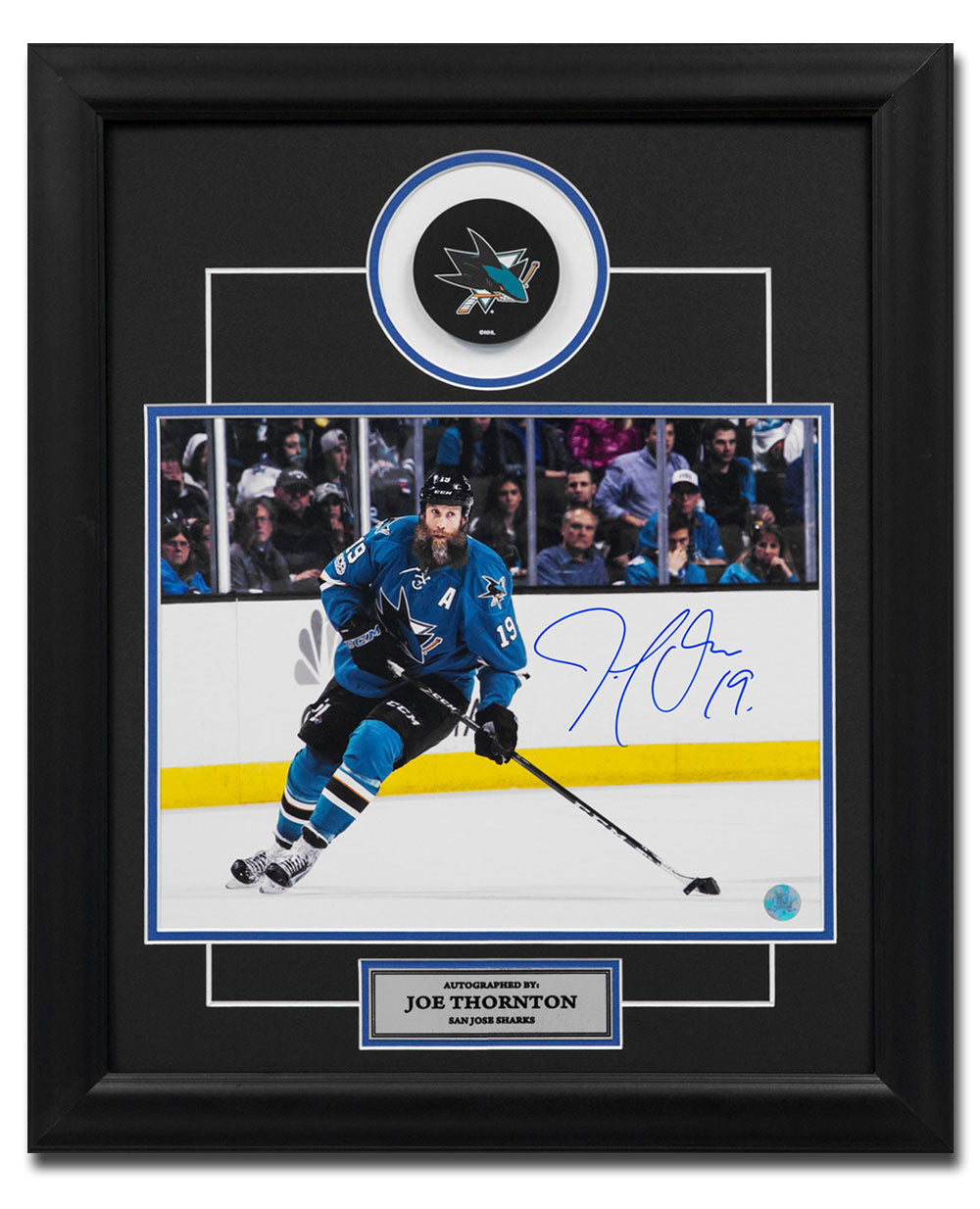  Joe Thornton San Jose Sharks Autographed Hockey Playmaker 20x24 Frame 