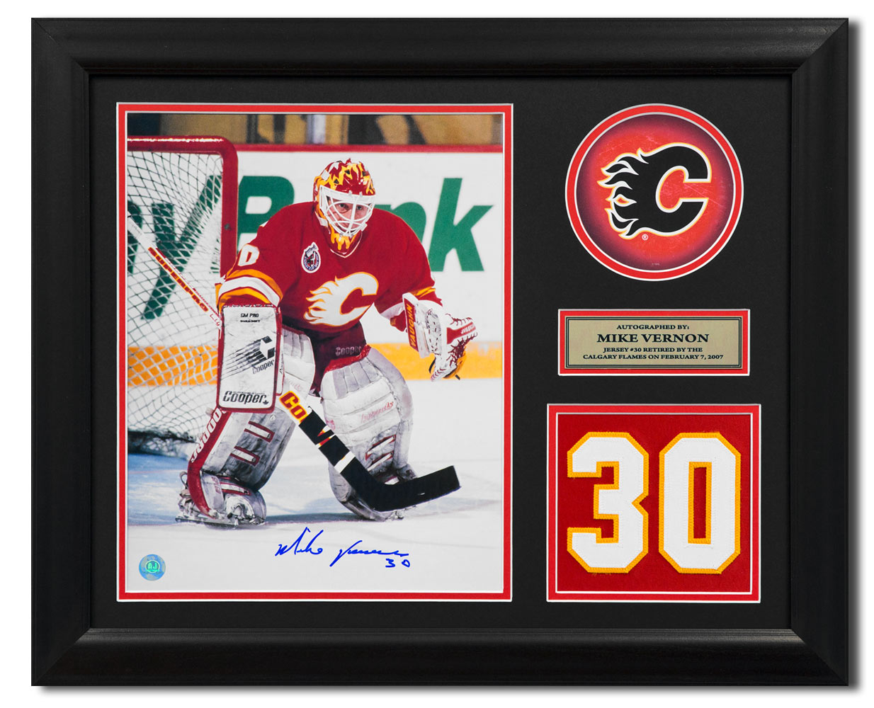  Mike Vernon Calgary Flames Signed 20x24 Retired Number Frame 