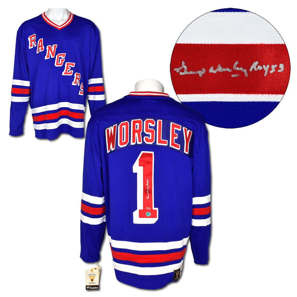  Gump Worsley NY Rangers Signed Rookie Fanatics Jersey Limited /53 