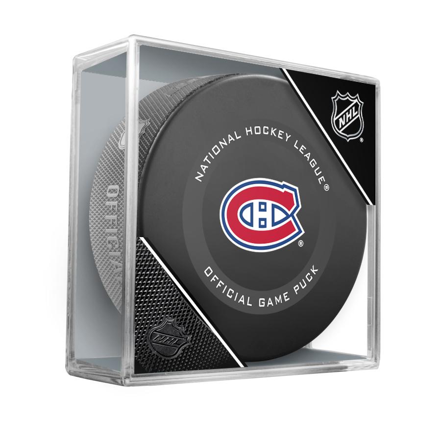  Montreal Canadiens Official NHL Game Model Puck In Display Case 