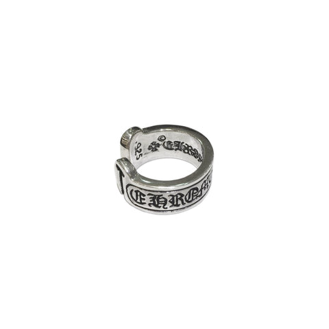 Chrome Hearts Silver Scroll Label Ring 