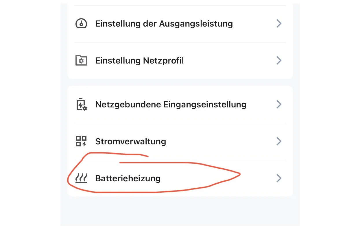 Hoymiles MS-A2 Heizung Screenshot in App