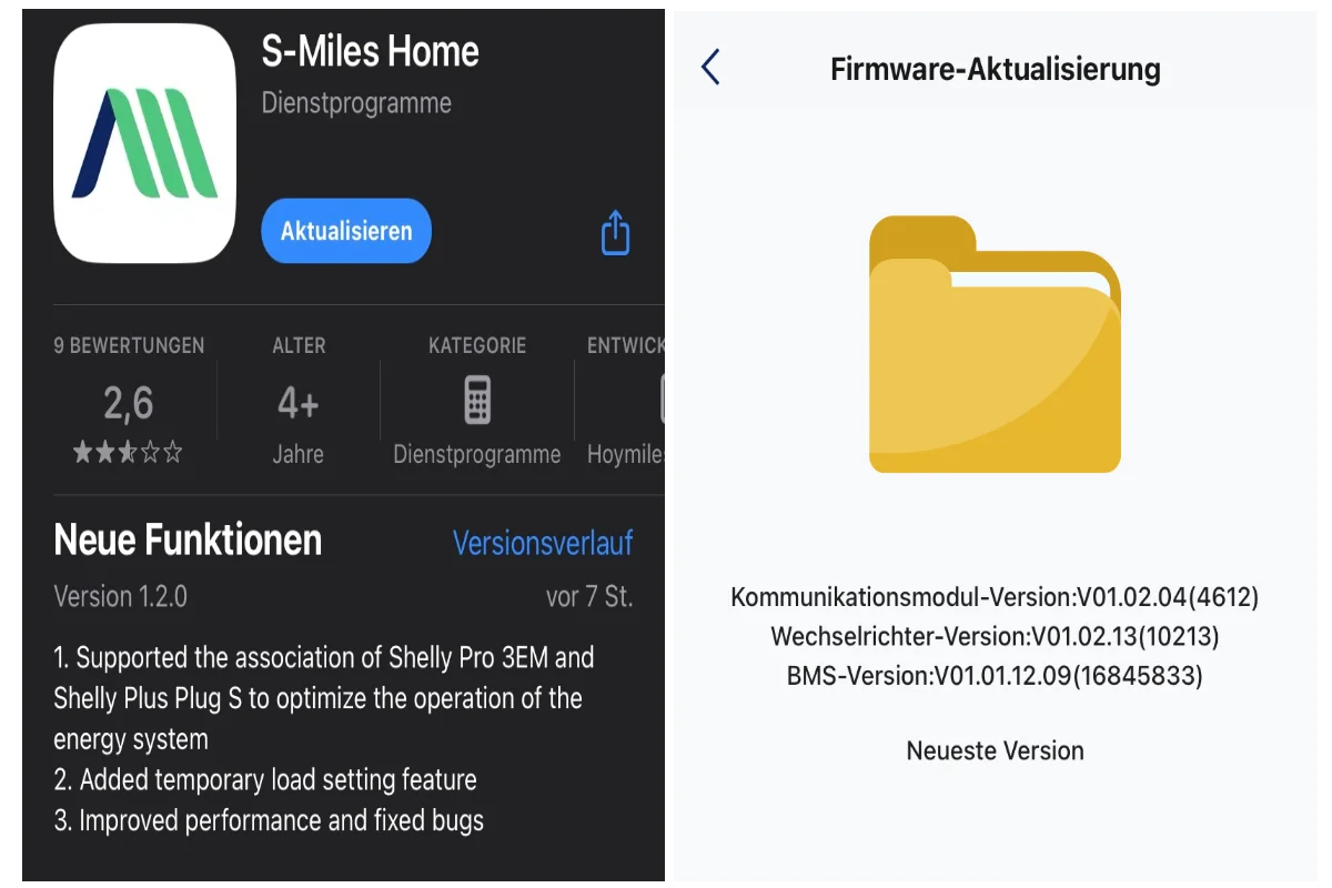Hoymiles MS-A2 September Update iOS App Screenshot und Versionen Screenhot