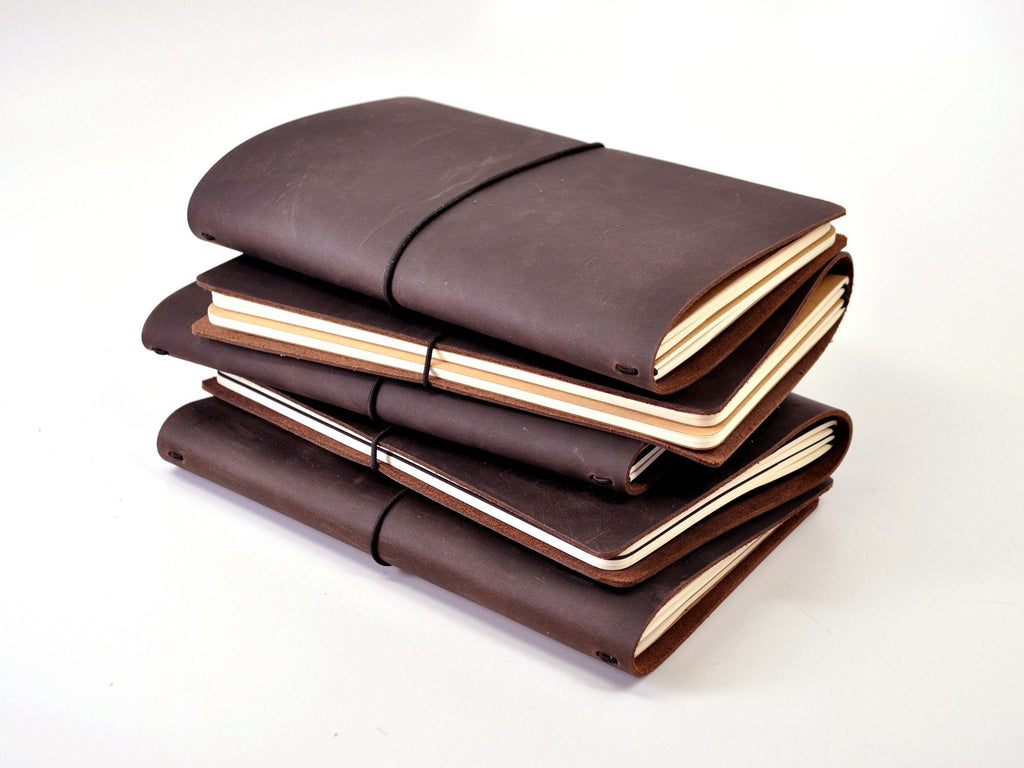 LEATHER TRAVEL JOURNAL - GI - BLACK - Bethesda Fine Stationery