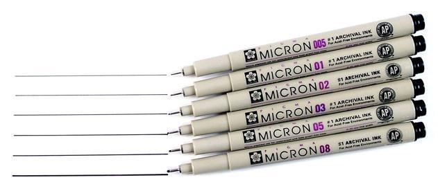 Micron Pen Fine Line Set - Black (6 Pens) – The Queen's Ink