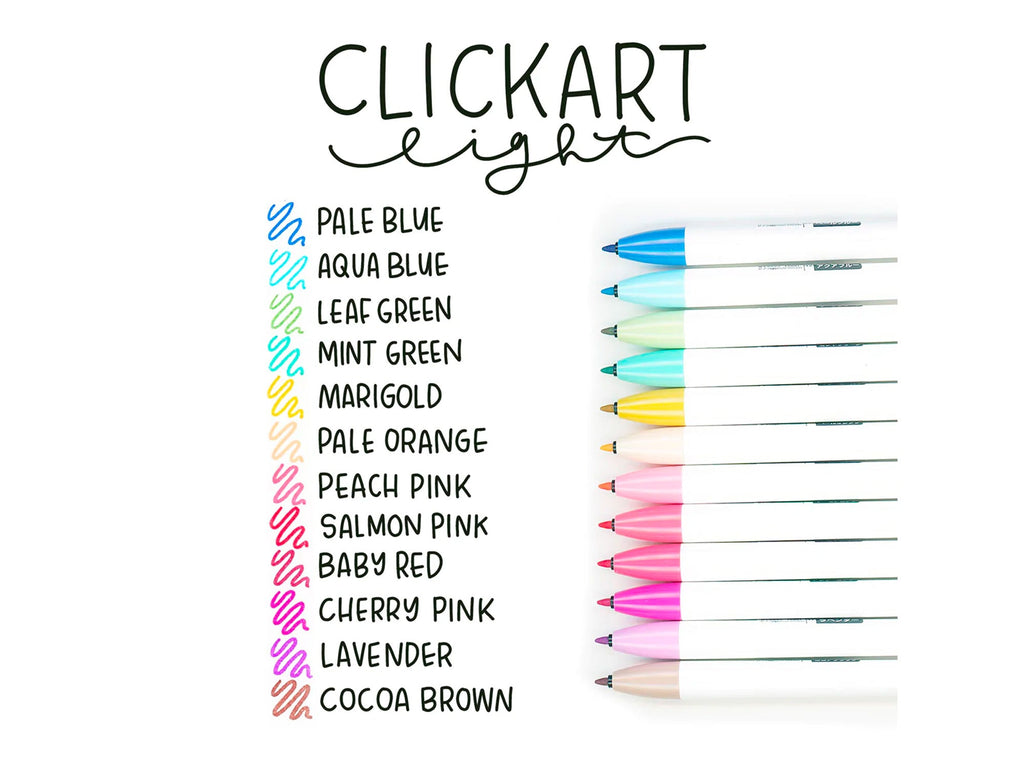 Clickart Retractable Marker Pens - 48 color options - Cherry Pink - 15