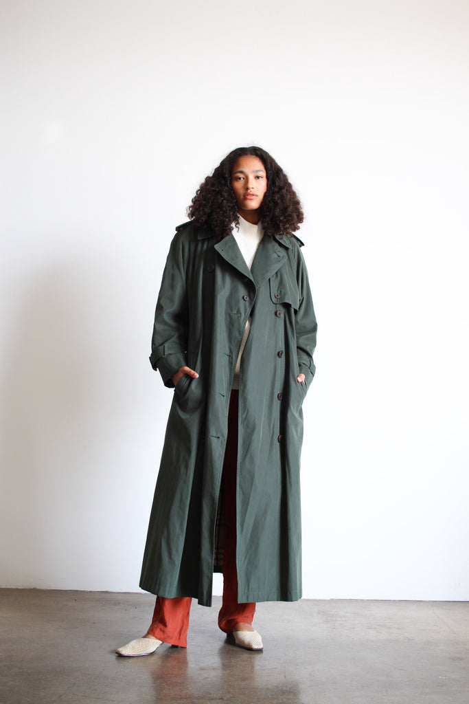 1980s Burberry Hunter Green Trench Coat – Blossom Vintage