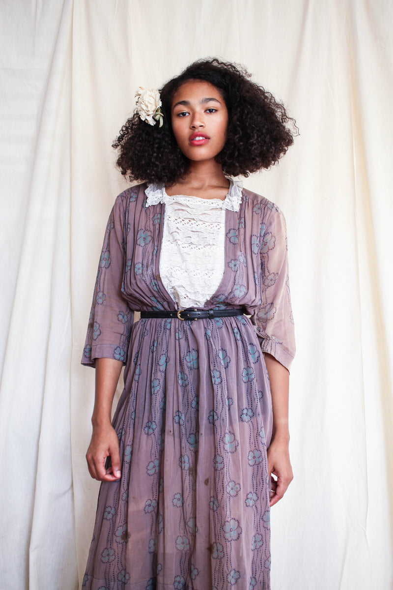 Edwardian Rare Print Cotton Voile Dress – Blossom Vintage