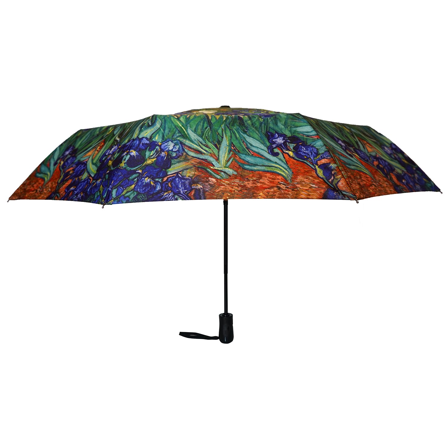 Vincent van Gogh's "Blue Irises" Compact Collapsible Umbrella - The San Francisco Umbrella Com product image