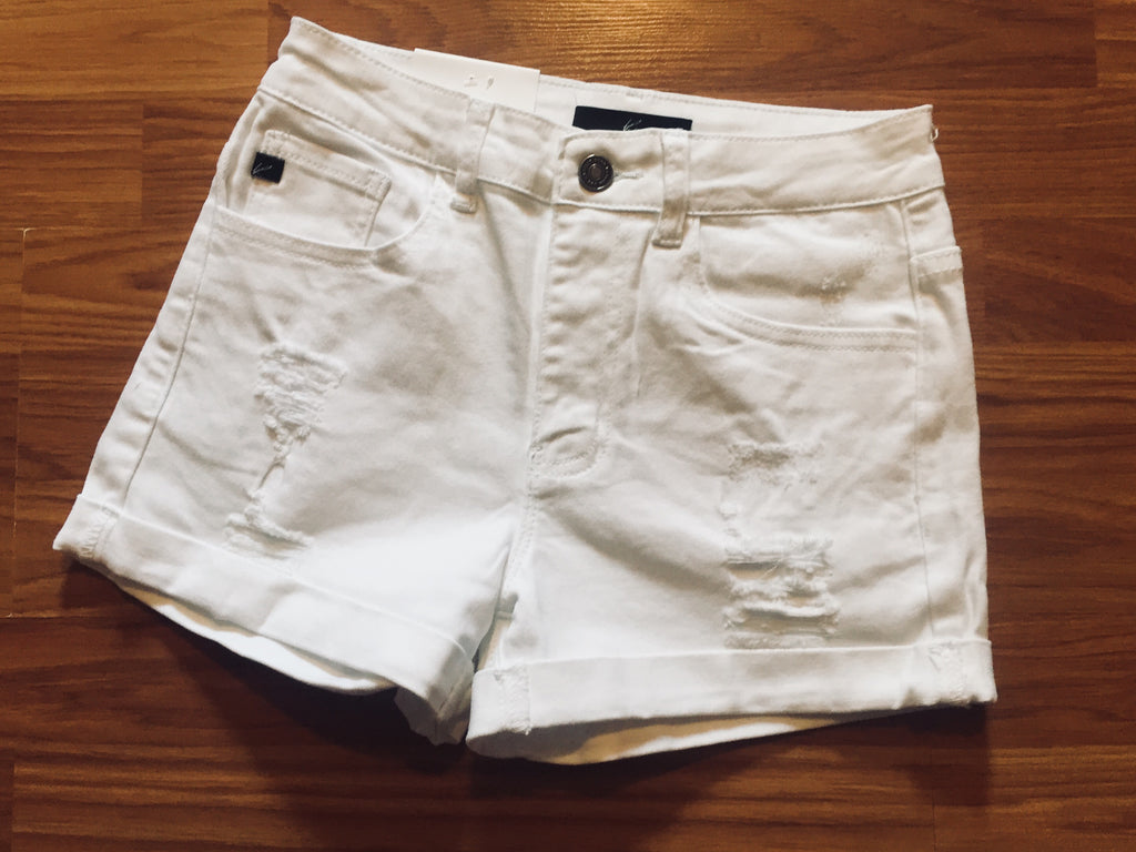 white distressed shorts