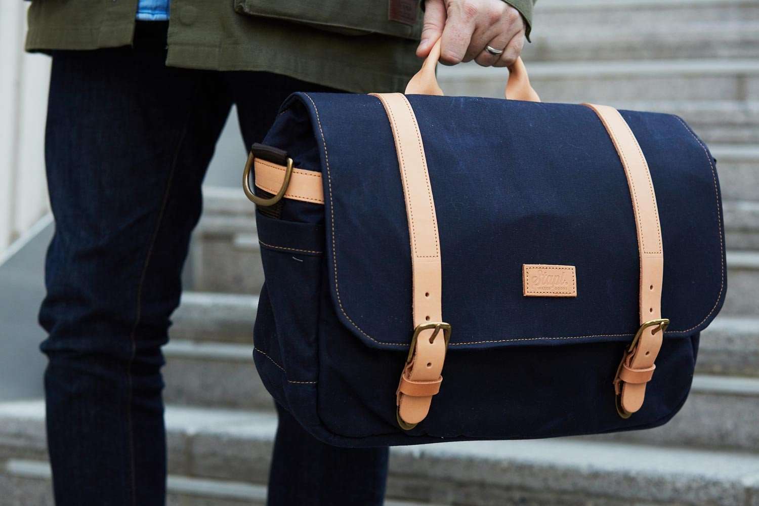 navy blue messenger bag