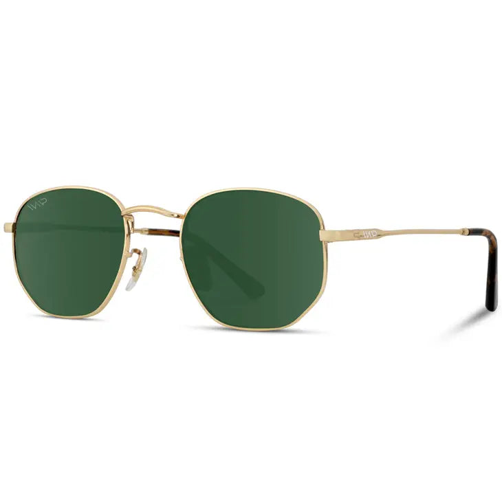 Bexley Retro Round Polarized Sunglasses- Gold Frame/ Smoke Green Lens