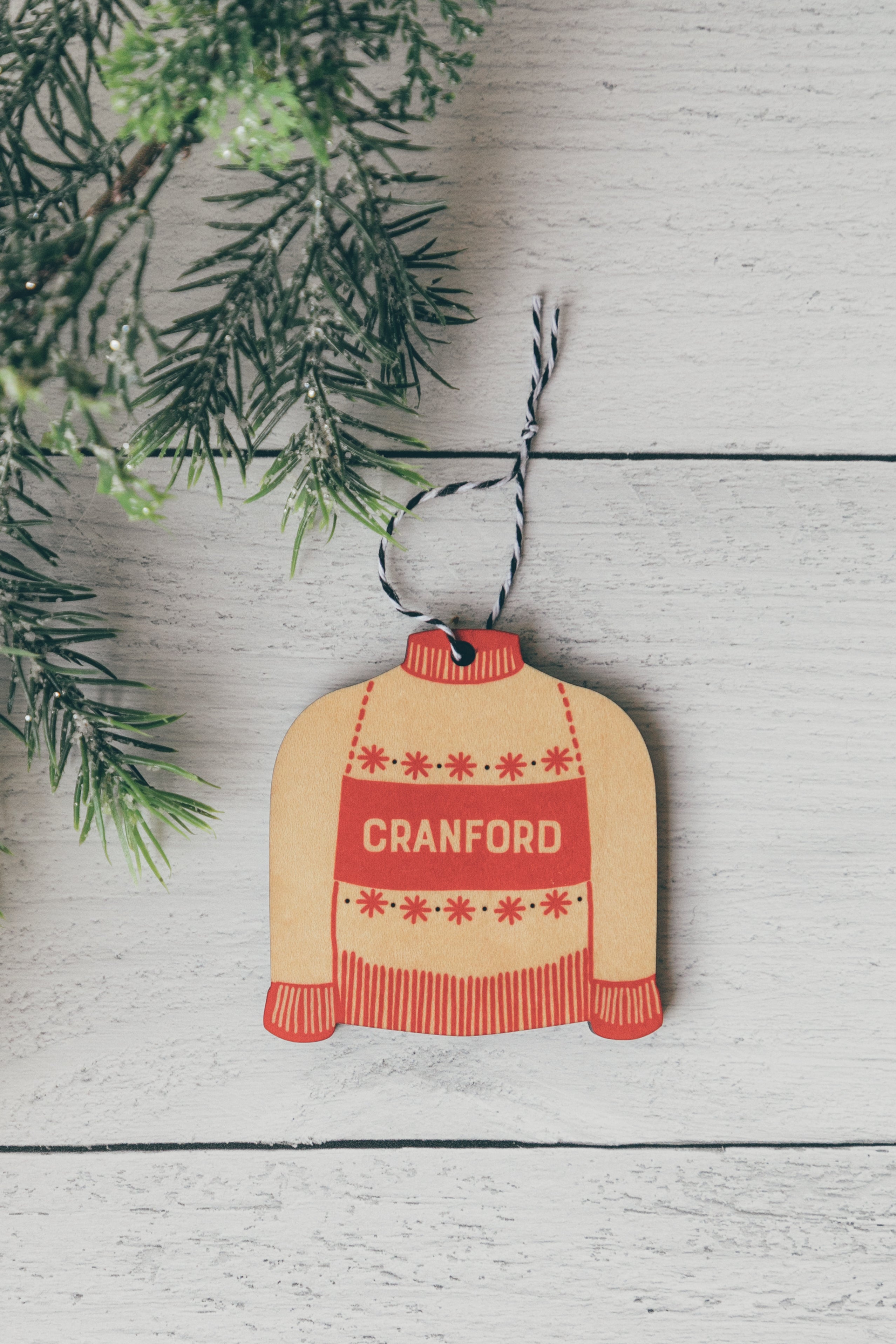 Cranford Wood Ornament - Sweater