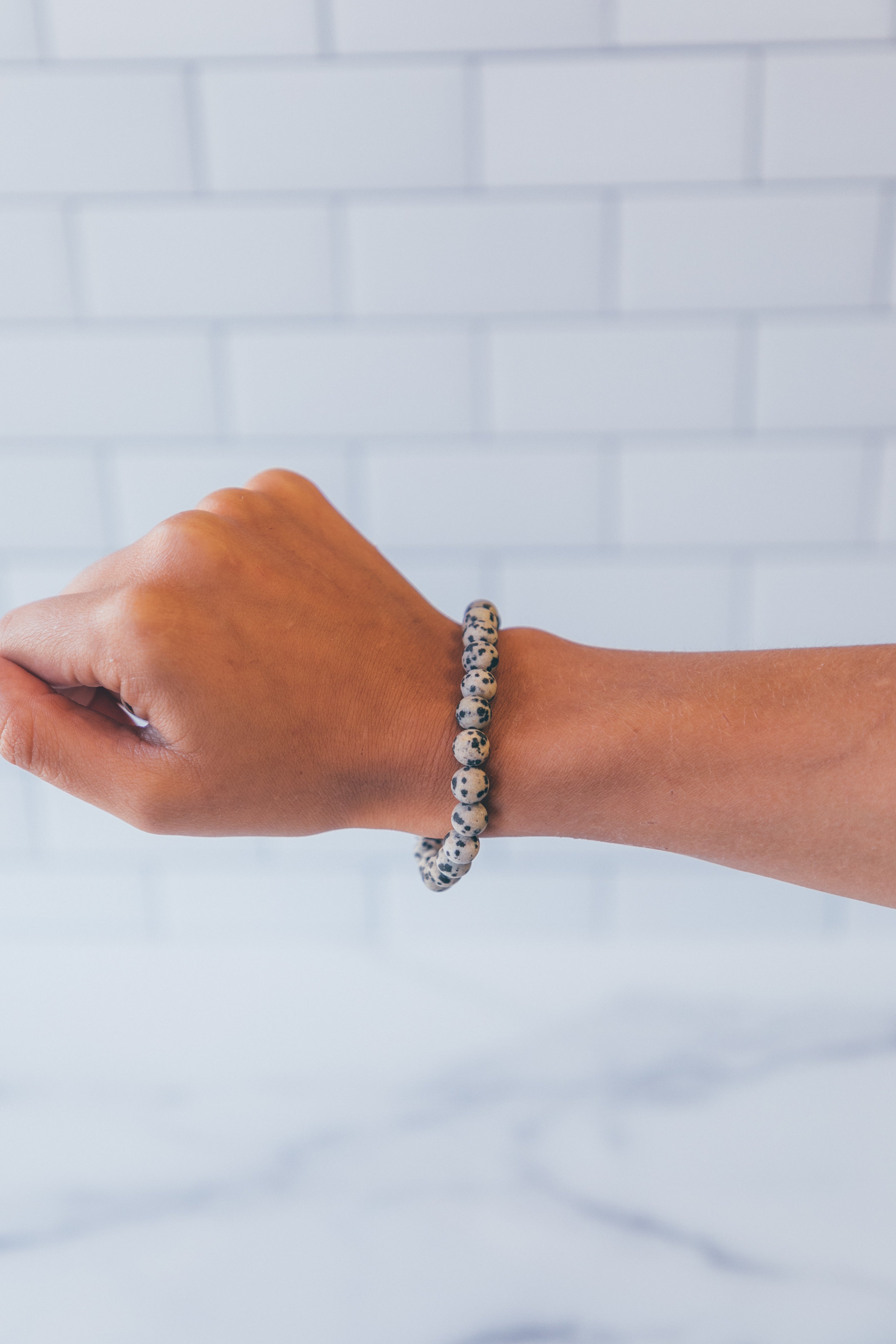 Natural Bead Bracelet - Dalmatian Jasper