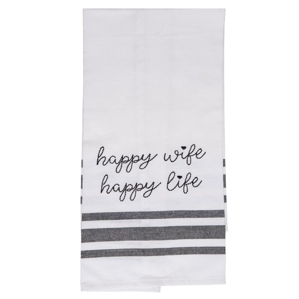 Happy Wife, Happy Life Tea Towel
