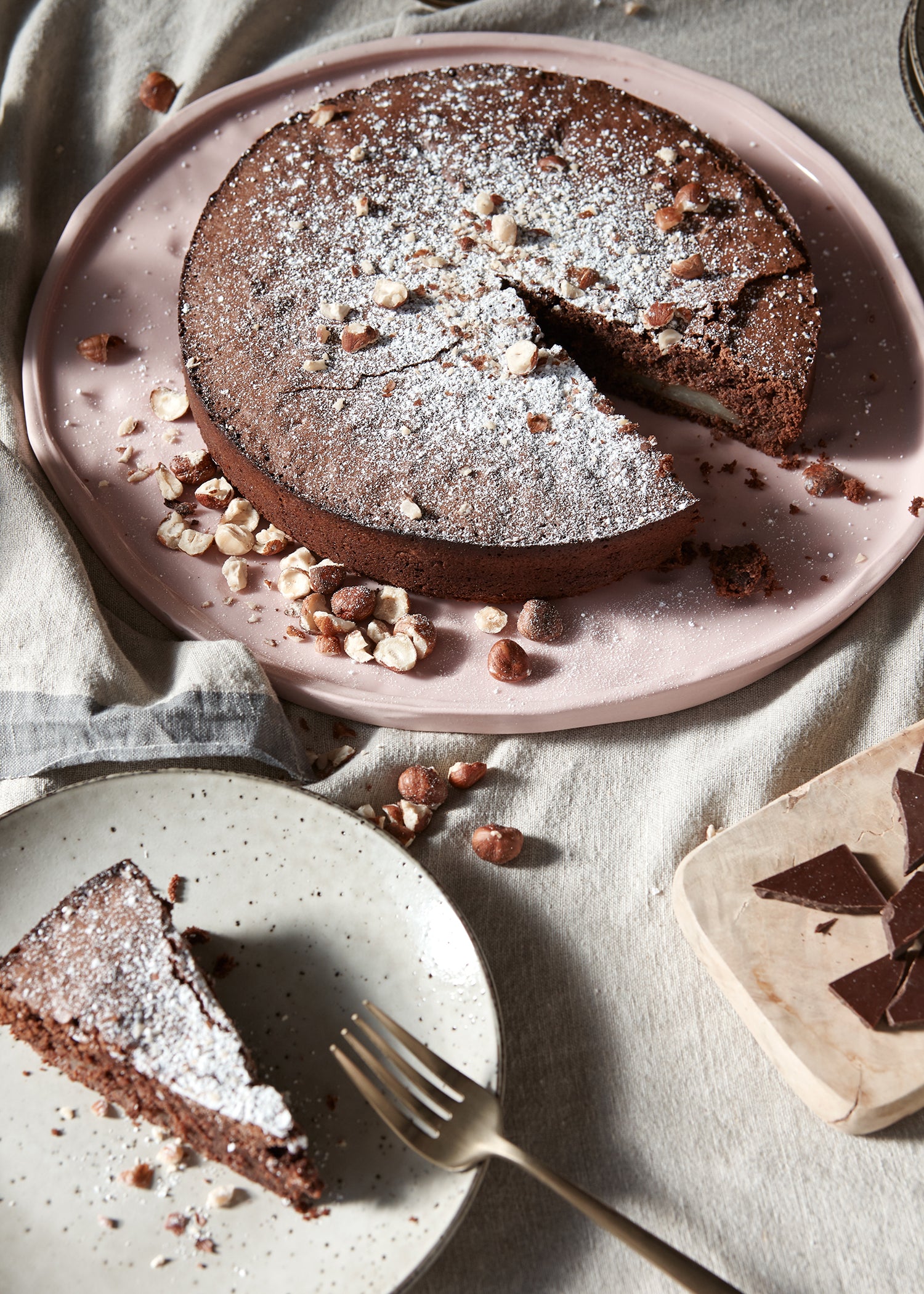 Pear, Chocolate and Hazelnut Cake