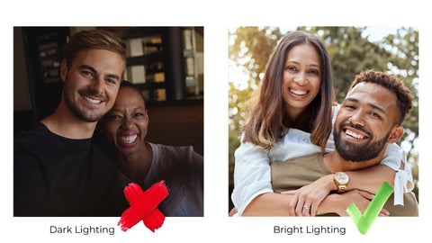 Bad lighting comparison photo with good lighting photo