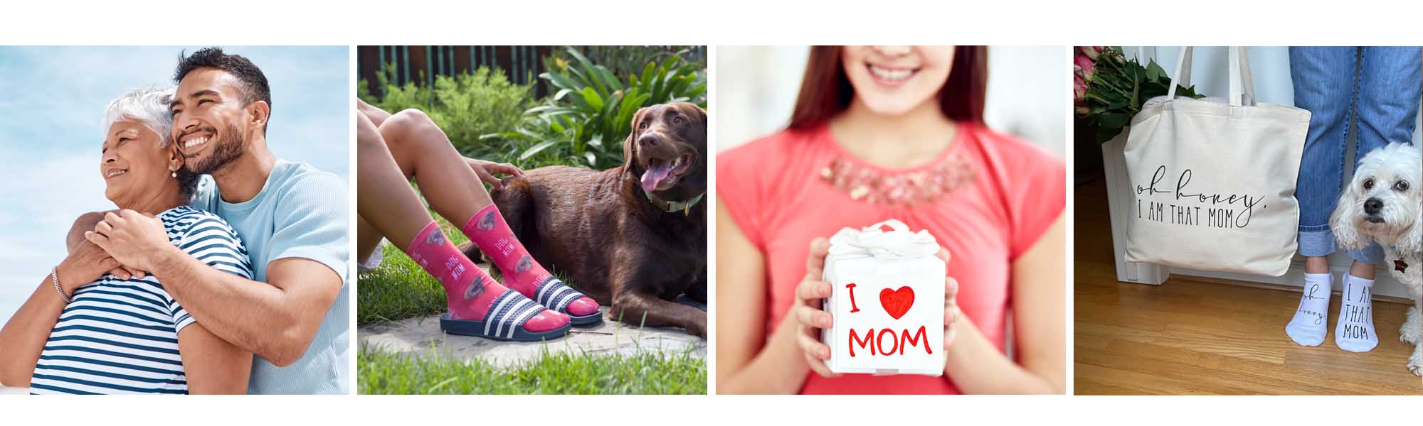 Custom printed and personalized gifts for Mother's Day. Sockprints has fun custom socks and other printables just for mom