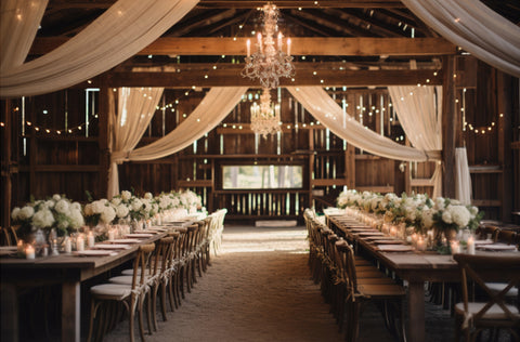 Rustic barn wedding setting