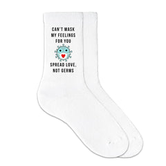 This is an image of Can't Mask My Feelings for You Valentine's Socks.