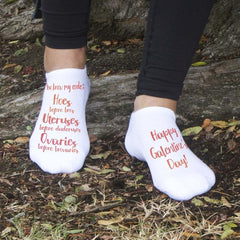 This is an image of Galentine's Day themed socks.