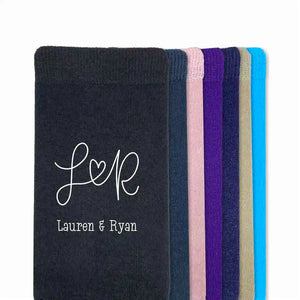 Custom Valentine's and Wedding Monogram Socks with Couple's Initials/Names - Sockprints