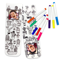 This is an image of Cactus Custom Color In Photo Socks Printed with Your Photos.