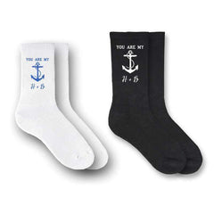This is an image of You are My Anchor - His and Hers Personalized Matching Sock Set, Set of 2 Pairs.