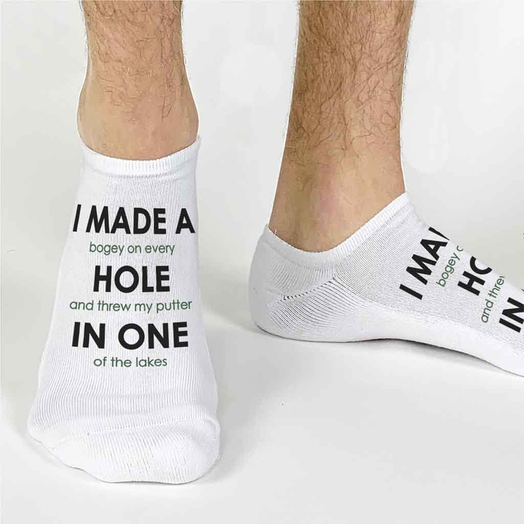 Hole In One Funny No-Show Golf Socks for Men and Women | sockprints