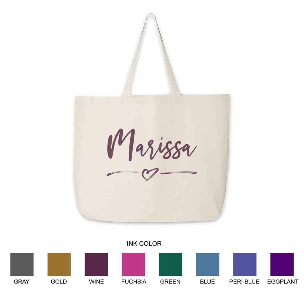 Bridal Party Canvas Tote Personalized with a Stylized Name