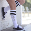 Alpha Phi sorority digitally printed on cute cotton black striped knee high socks