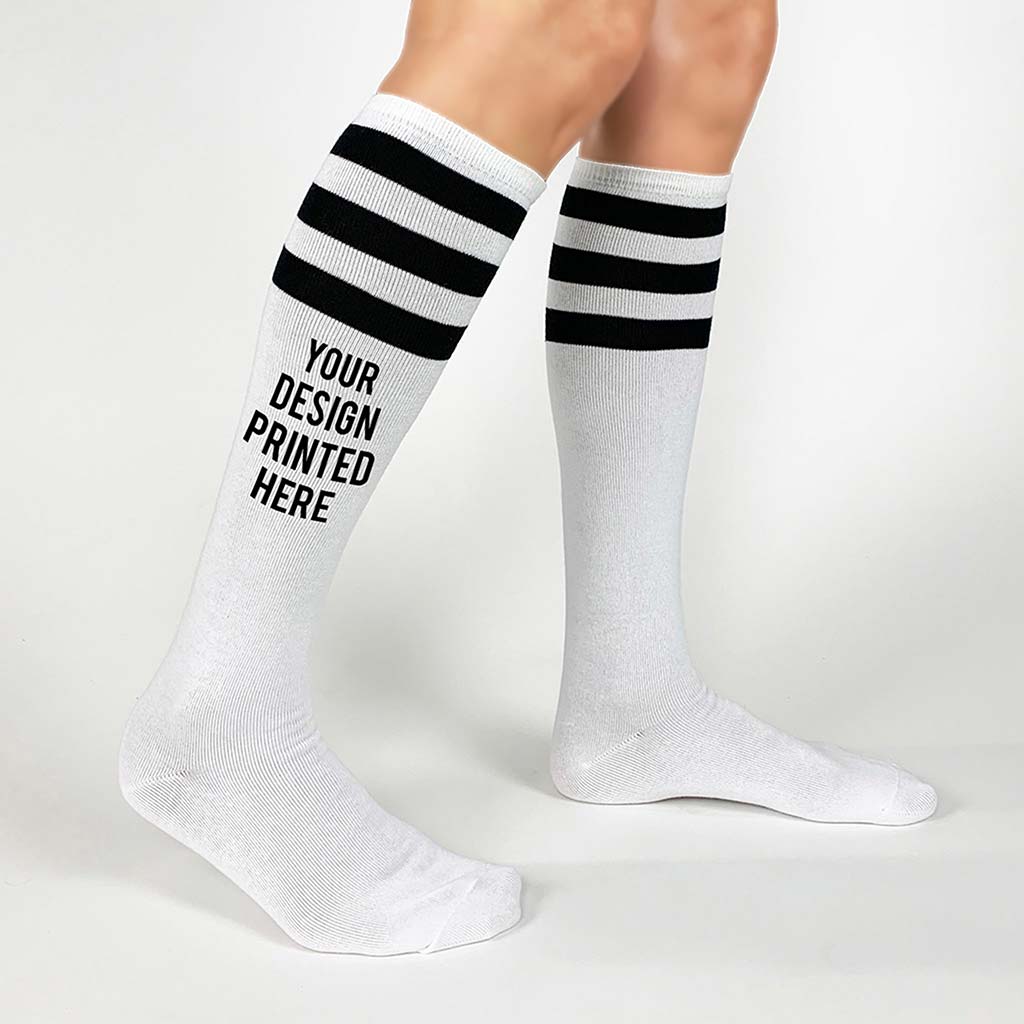 Custom Print a Pair of Striped Crew Socks