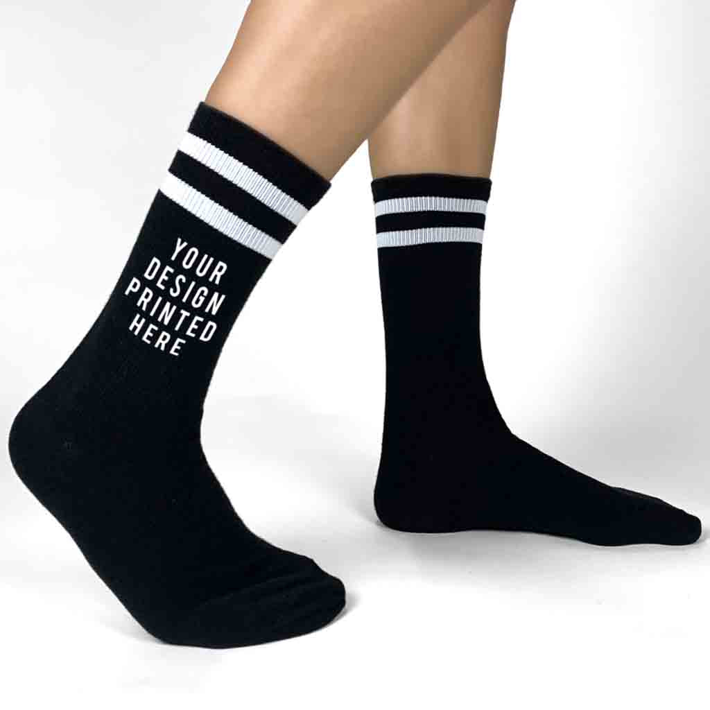 Custom Design 2 Striped Crew Socks for Men