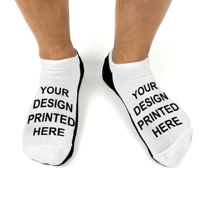 Design your own custom printed large no show gripper socks.