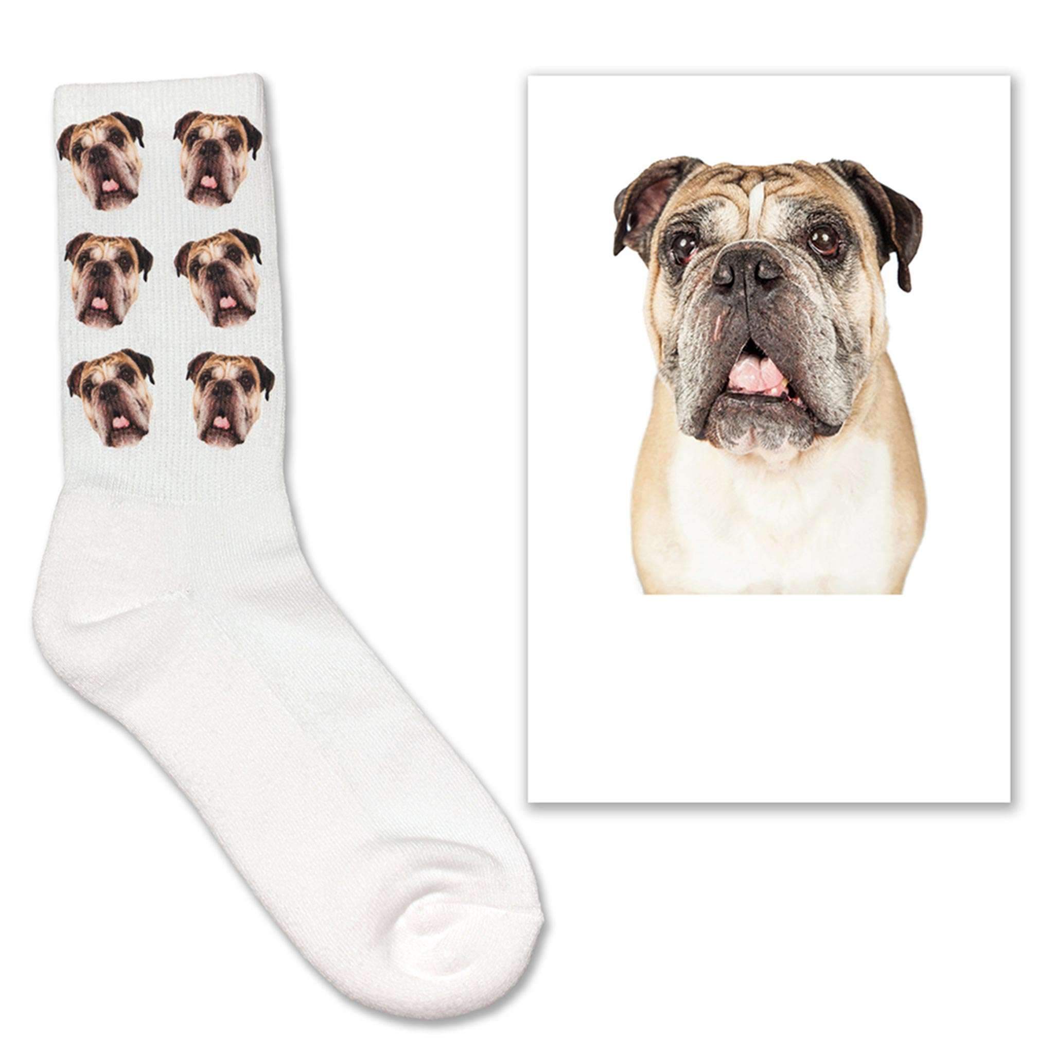Custom Printed Photo Faces Around the Leg of White Cotton Crew Socks ...