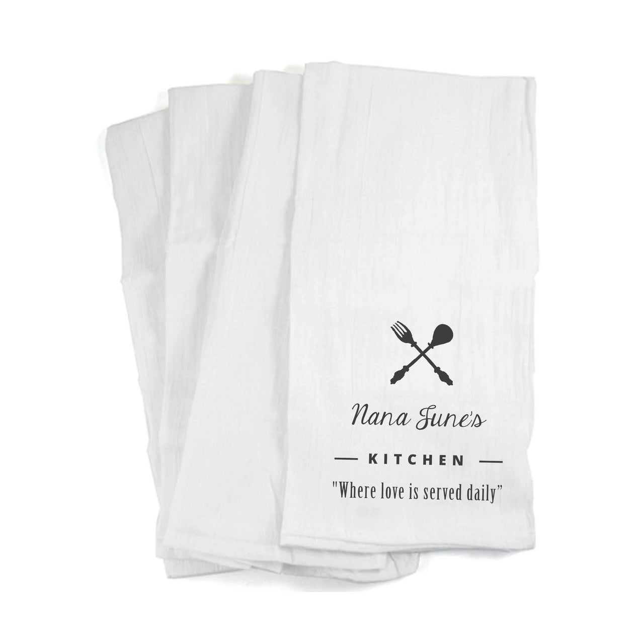 Personalized Flour Sack Kitchen Towels, Custom Monogrammed Tea