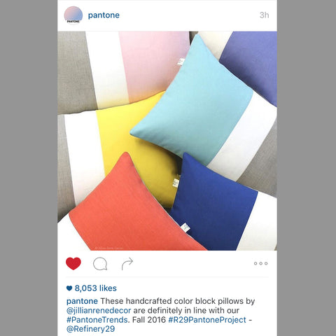 Jillian Rene Decor Colorblock Pillows as seen on Pantone's Instagram 
